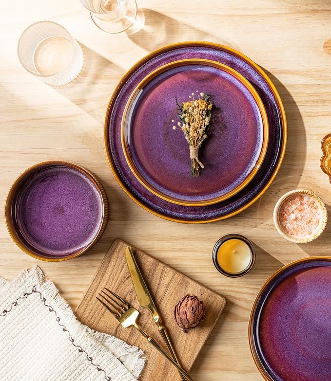 Ceramic Dinnerware Set for 4, 16-Piece Plates and Bowls Set | Lightweight - Image 3
