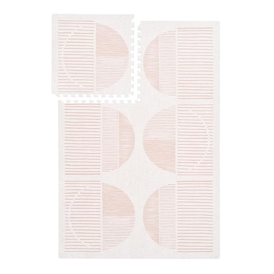 PopsyKosy Super 1 Inch Thick Premium Quality Exercise & Baby Foam Play Mats - Expandable & Large Non-Toxic Odorless Floor Mat - 6 Tiles Spacious 6x4ft, Peel-Resistant - Cream Pink