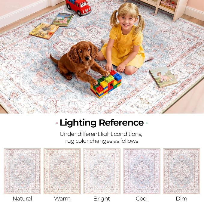 CAPALOCA Machine Washable Rugs Nursery Rug 3x5 Cute Girl Non Slip Low Pile - Image 7
