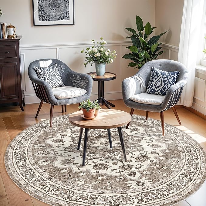 TOPRUUG Washable Oriental Area Rug - 8ft Round Rugs - Image 2