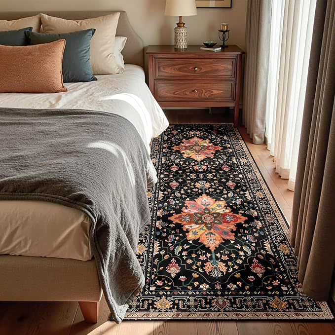 RELEANY Area Rugs Runner 3'x7' Washable Non-Slip, Floral Vintage Distress - Image 2