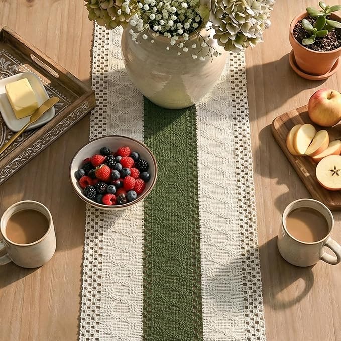 Artoid Mode Army Green Farmhouse Rustic Table Runner 12x36 Inch | Seasonal - Image 8