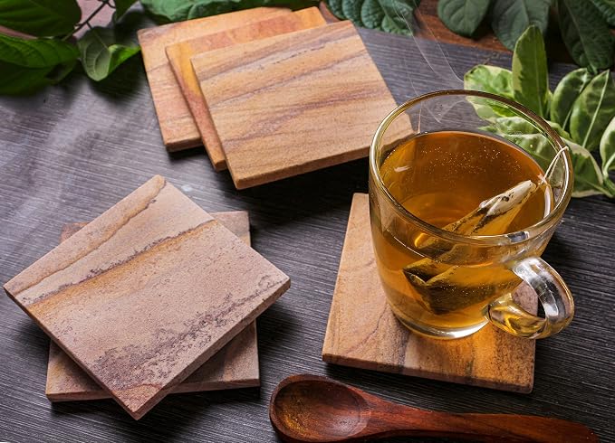 Sandstone Water Absorbent Hand Crafted Square Coasters - Image 6
