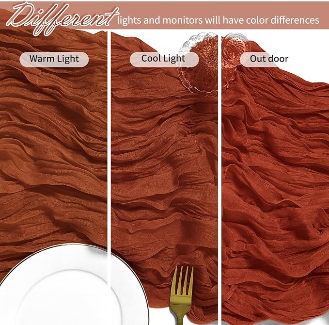 25 Pack Terracotta Cheesecloth Table Runner 17 x 108 Inch Gauze Table Runner - Image 4