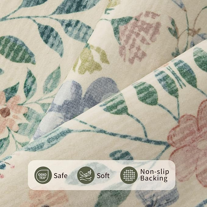 Rugxara Floral Rug for Living Room Bedroom, 8x10 Area Rugs, Large Non Slip Low - Image 4
