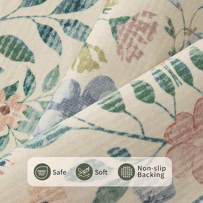 Rugxara Floral Rug for Living Room Bedroom, 6x9 Washable Rug, Vintage Boho Style - Image 5