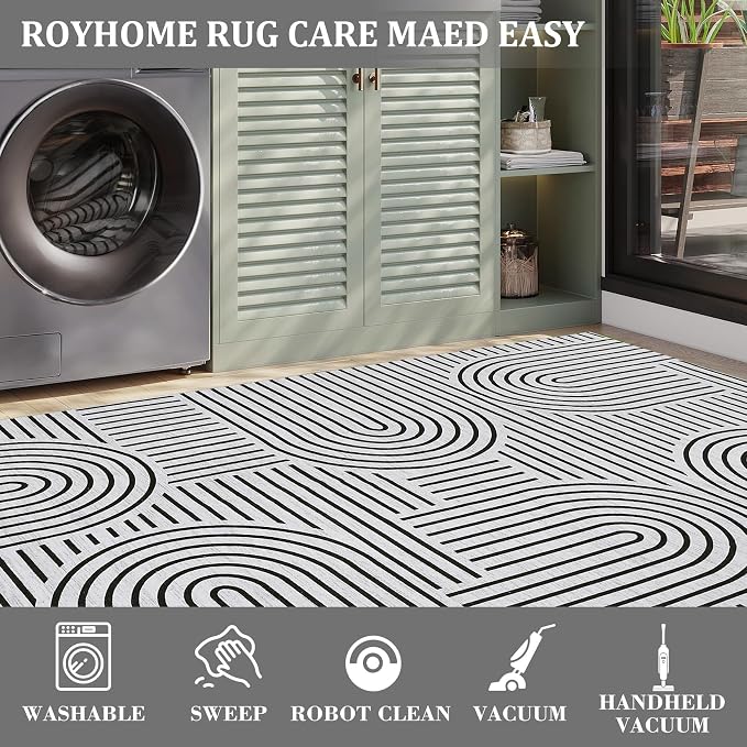 ROYHOME Modern Rug 2x6 Runners for Hallways, Abstract Kitchen Runner Rugs Non - Image 5