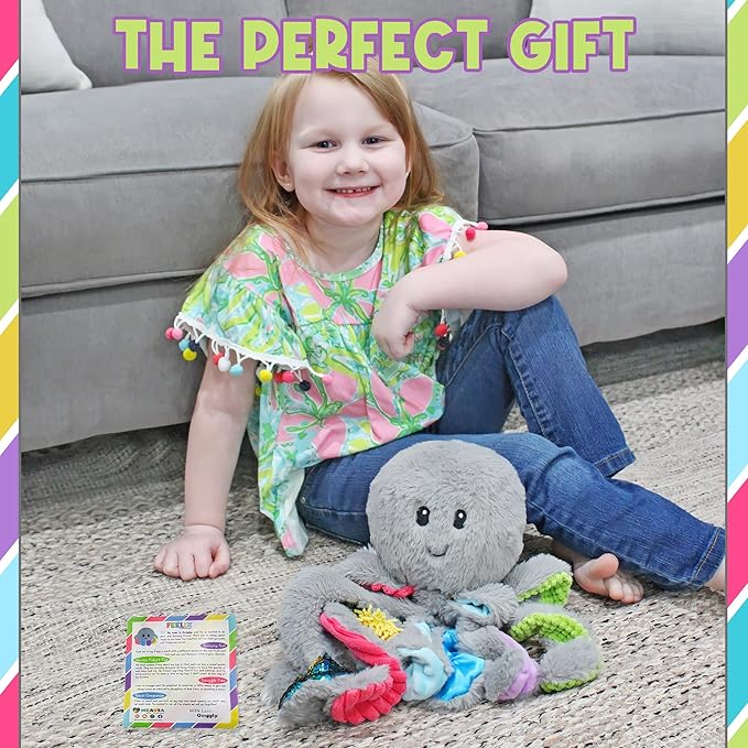 Sensory Octopus Plush Toy, Fidget Plush for Special Needs and Sensory Fun, FEELix Collection