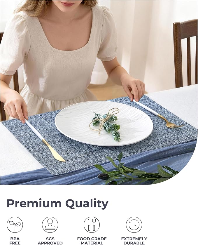 Leetaltree Deep Navy Woven Placemats Set of 6 - Image 6