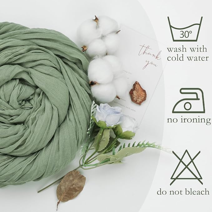 12 Pack Sage Green Cheesecloth Table Runner 17 x 108 Inch | Boho Gauze Cheese - Image 4