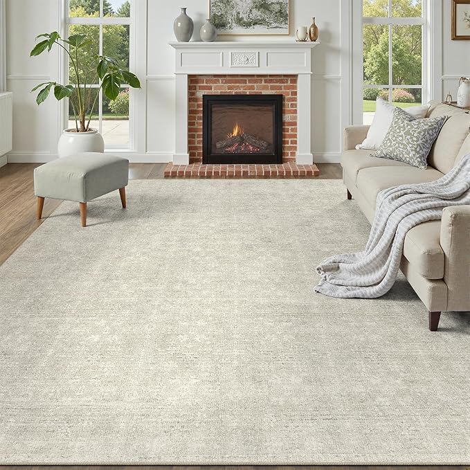 DCX 5x7 Beige Rug, Kid & Pet Friendly by DCXWashableRug