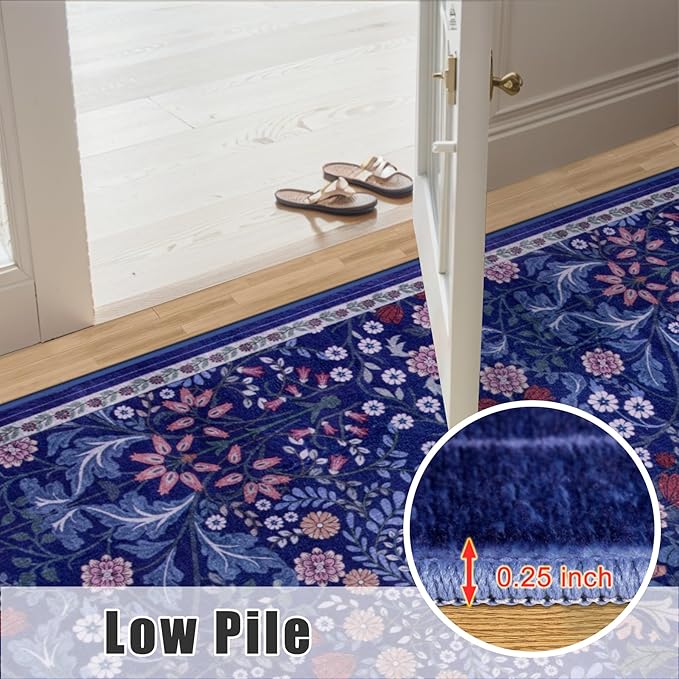 10x14 Area Rugs for Living Room: Floral Washable Rug Vintage Large Soft Boho Non-Slip Carpet Indoor Floor Stain Resistant Low Pile Carpets for Bedroom Dining Room Farmhouse Nursery Hallway Home Office