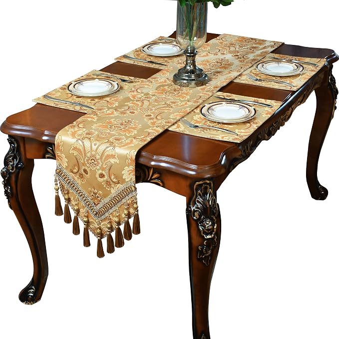 Luxury Velvet Gold Table Runner 150 Inches Long by NYSMXF