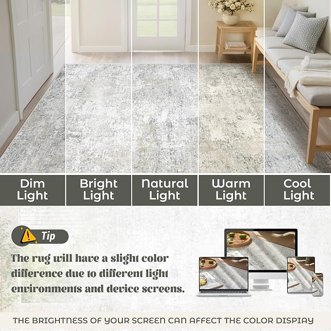 XLUEZ 2x7 Runner Rug for Hallway, Washable Modern Abstract Runner Rugs Neutral - Image 8
