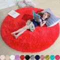 Amdrebio Red Round Rug 5Ft for Boys Bedroom, Fluffy Fuzzy Circle Area Rugs for by Amdrebio