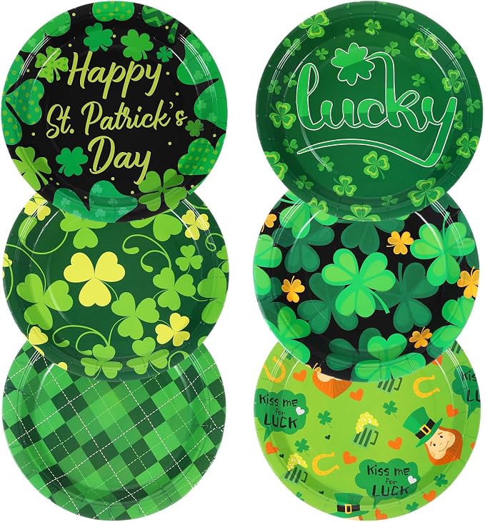 120 Pieces 7 Inch St. Patrick's Day Party Plates Green Shamrocks Dinnerware by Umigy