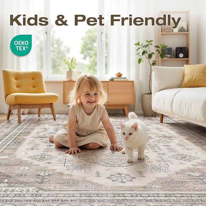 10x12 Washable Area Rug, Large Rugs - Image 4
