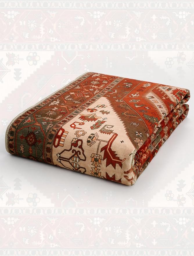 SERISSA Runner Rug for Hallways, Long Boho Rug Vintage Terracotta Green Hallway - Image 7