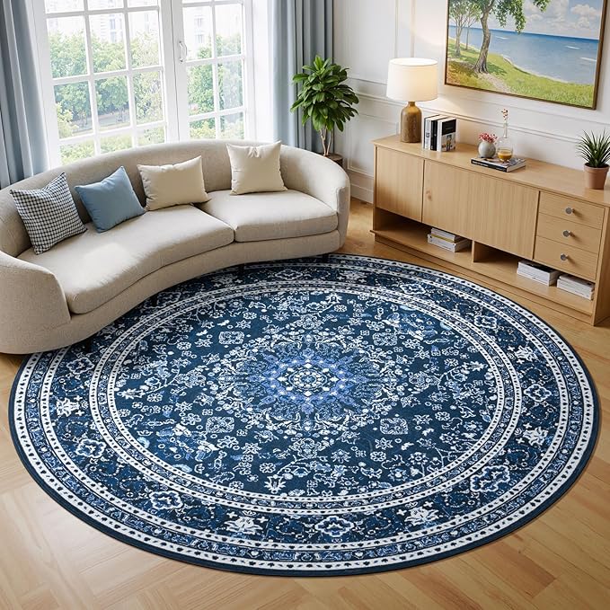 Lessymo 6FT Washable Round Area Rugs by Lessymo