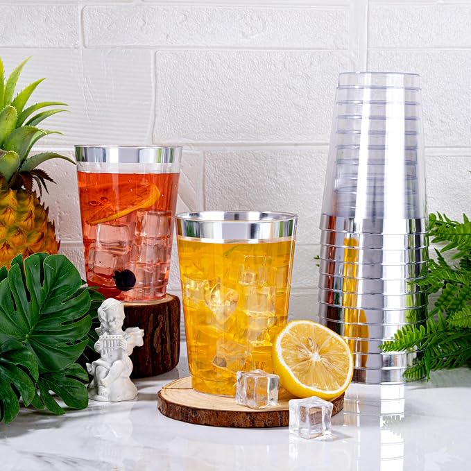 IOOOOO 200 Pack 12 oz Silver Plastic Cups, Plastic Party Wine Glasses Cocktail - Image 6
