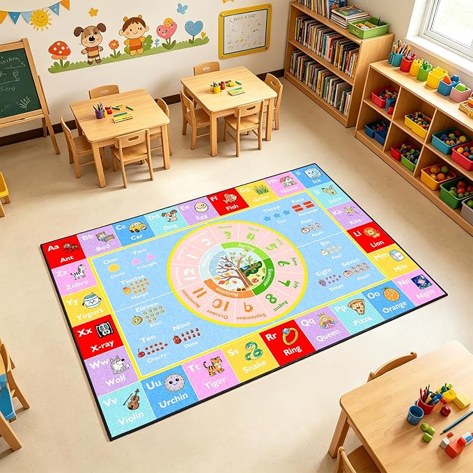 ABC Kids Rug for Playroom, 4x6 ft Alphabet Small Classroom Rug, Non-Slip - Image 6