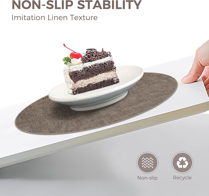 13" Round Placemats Set of 12, Reversible Faux Leather Heat Resistant Table Mats - Image 4