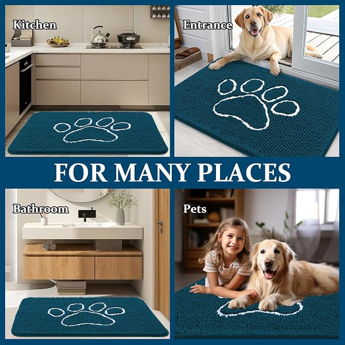 OLANLY Dog Door Mat for Muddy Paws 45x27, Paw Print Design, Absorbs Moisture - Image 8