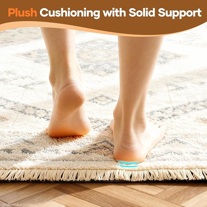 Veken 4 Ft Round Non Slip Cushioned Rug Pad Gripper, Felt and Silicone Backing - Image 6
