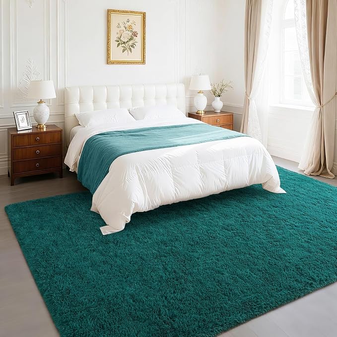 BENRON Fluffy Rugs for Living Room 6x9 Teal Green, Washable Large Area Rugs for - Image 2