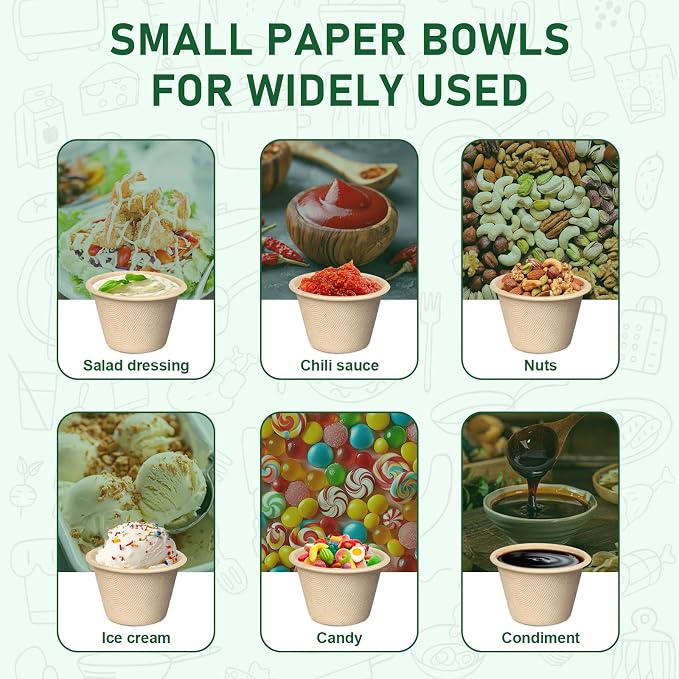 4 oz Small Paper Bowls, 100 Pack Compostable Natural | Biodegradable Natural - Image 5