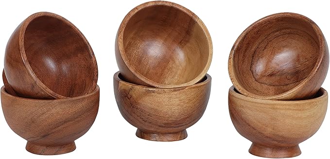 Set of 6 Acacia wood small bowls, 4 fl oz 3.2 * 2 inches | Hand carved small - Image 6