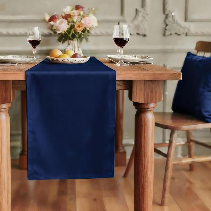 FOLINS&HOME Navy Blue Waterproof Decorative Table Runner 48 Inches Long | by FOLINSHOME