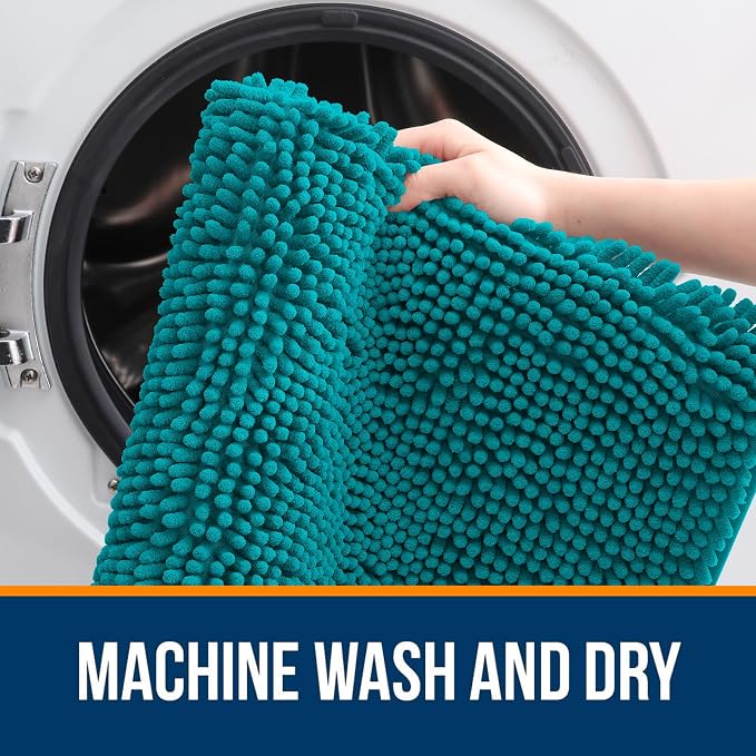 OLANLY Bathroom Rugs 35x24, Extra Soft Absorbent Chenille Bath Rugs, Rubber - Image 5