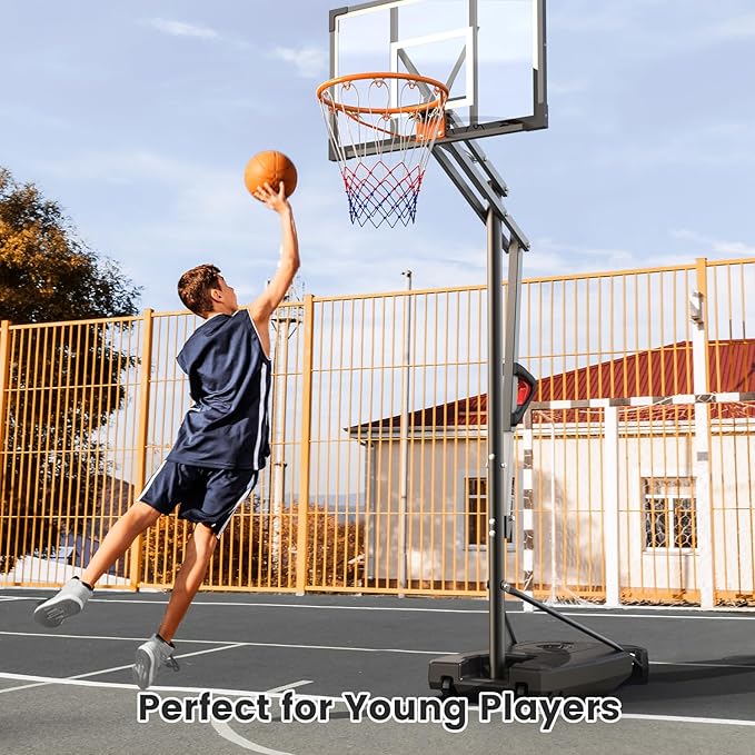 Basketball Hoop Outdoor, 8.5ft Height Adjustable Portable Hoops & Goals with HDPE Backboard and Wheels for Kids/Teens/Adults Backyard, Outdoor, Driveway