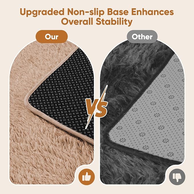 Area Rug for Living Room Bedroom: 9x12 Camel Soft Fluffy Shag Upgrade Non-Slip - Image 6