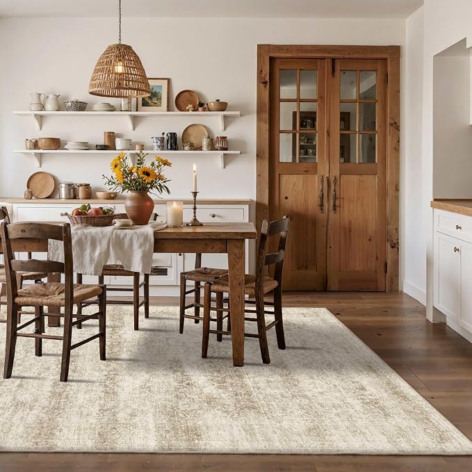 Latte&Fog 6x9 Area Rugs for Living Room, Large Vintage Beige Washable Rug - Image 5
