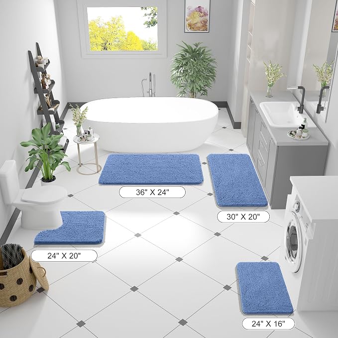 OLANLY Toilet Rugs U-Shaped 24x24, Extra Soft Absorbent Chenille Contour - Image 2