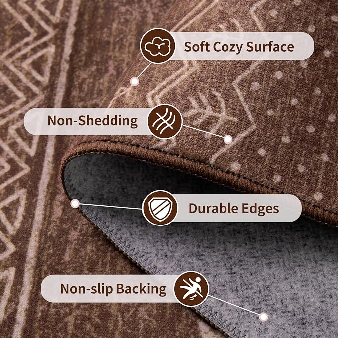 SERISSA 2x3 Rugs for Entryway, Washable Non-Slip Coffee Brown Small Area Rug - Image 4