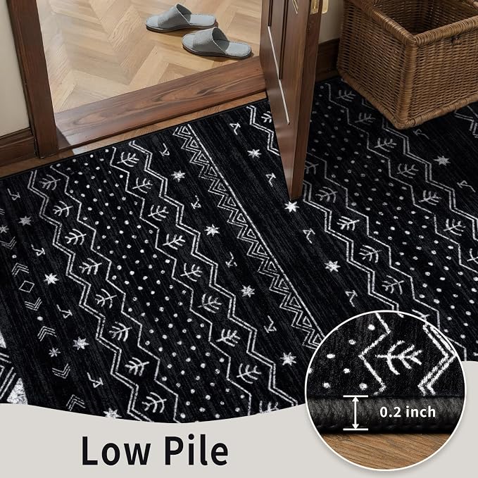 SERISSA 6x9 Area Rugs for Living Room, Washable Non-Slip Black and White Boho - Image 7