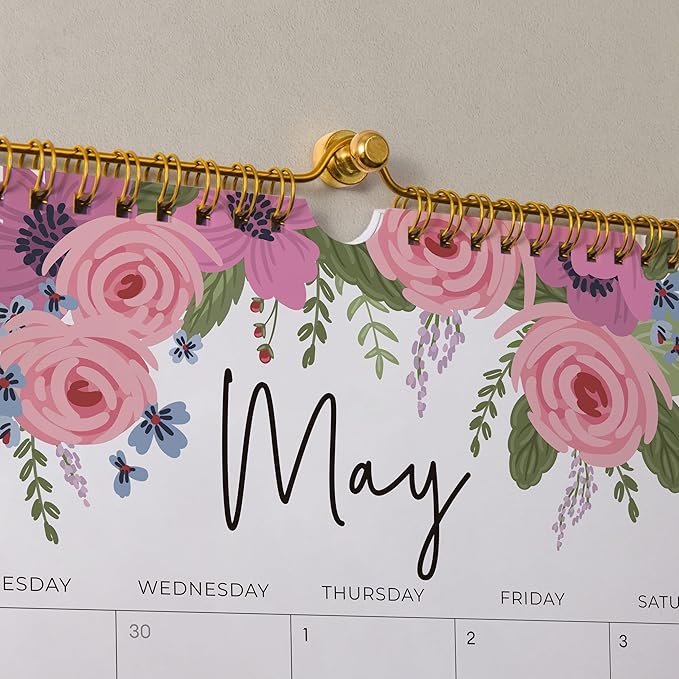 2025-2026 Calendar, Jokotha Wall Calendar 2025, Calendar Runs From Aug 2025 - Dec 2026, 15" x 12", Twin-Wire Binding, Hanging Hook, Floral Design