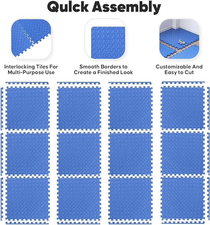 Home Gym Mat, Puzzle Exercise Mat, of EVA Interlocking Foam Floor Tiles - Image 5