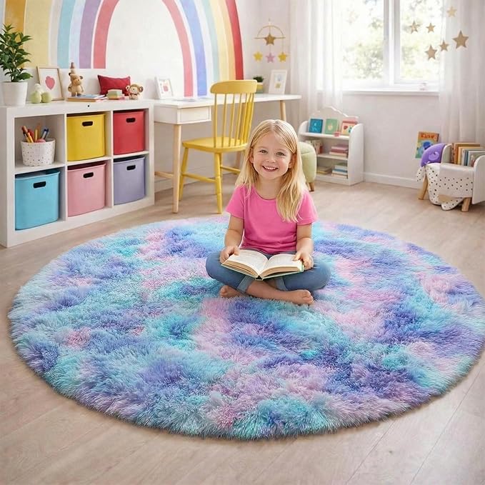 Amdrebio Purple Rainbow Round Rug 6Ft - Image 3