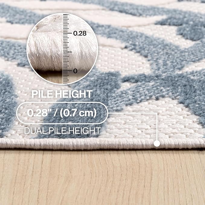 JONATHAN Y Tropics Palm Leaves Indoor Outdoor Area Rug 8X10 Cream/Dark Blue - Image 6