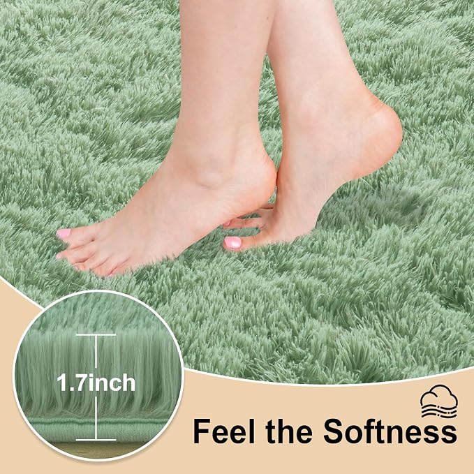 Mugorn Green Rugs for Bedroom, 2x3 Feet Fluffy Area Rugs for Living Room - Image 2