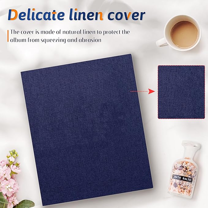 Popotop Photo Album 4x6 100 Pockets for Wedding Gifts,Linen Hardcover Picture Albums for Family Anniversary Baby Vacation Pictures