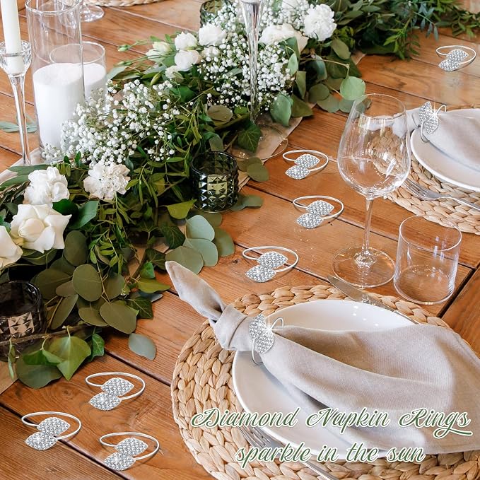 Hotop 100 Pcs Silver Napkin Rings Set - Image 5