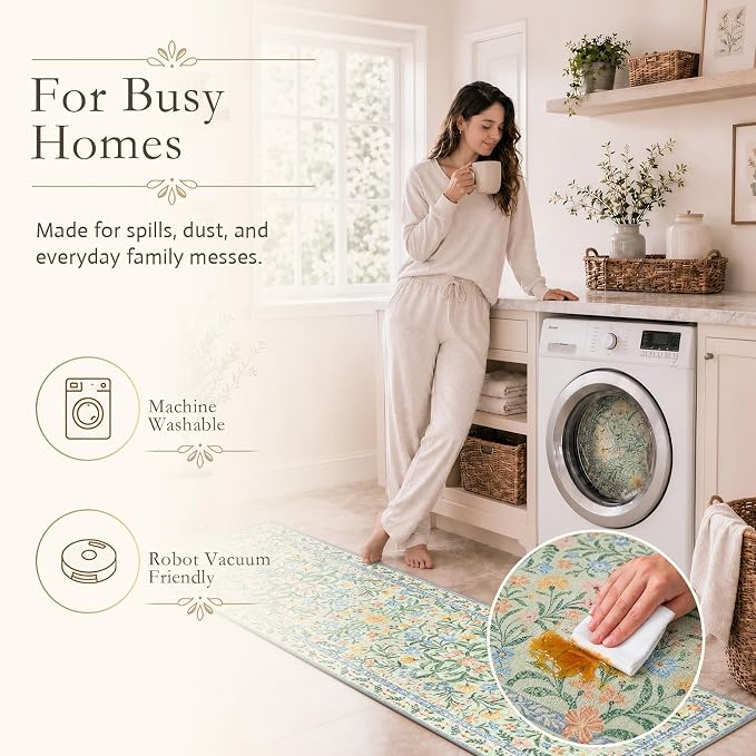 Wonnitar Boho Washable Rugs 8x10, Large Floral Rugs - Image 6