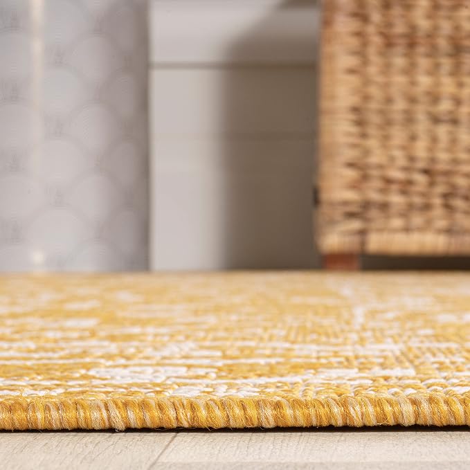 JONATHAN Y Boho Medallion Indoor Outdoor Area Rug 4X6 Yellow/Cream, Malta - Image 6