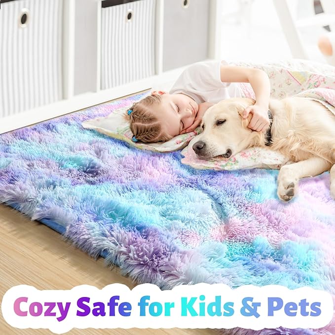 Amdrebio Purple Rainbow Mermaid Area Rugs 9x12 - Image 2