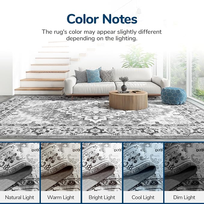 Lessymo 4 x 6 Area Rugs for Living Room- Machine Washable Area Rugs Boho Faux - Image 9